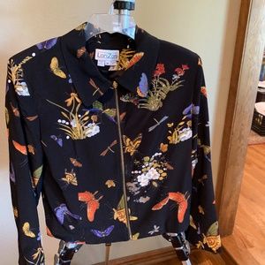 Lori Zoni   Butterfly Pattern zip front long sleev
